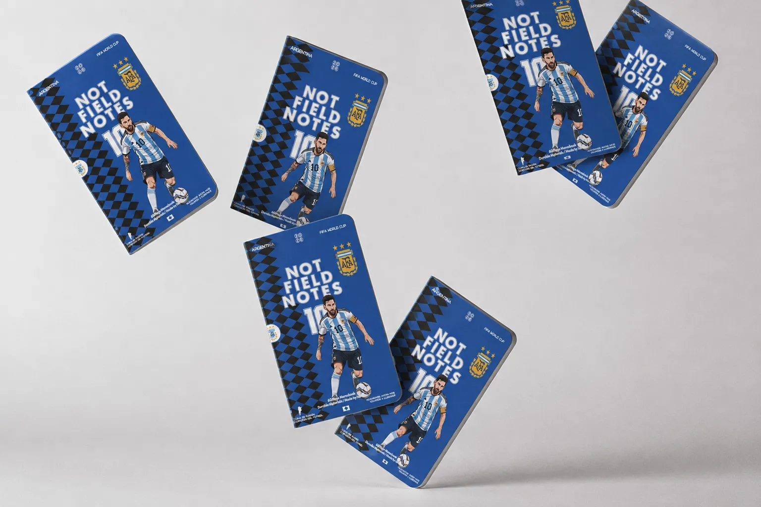 Argentina Messi-edition notebook shown pocket-sized