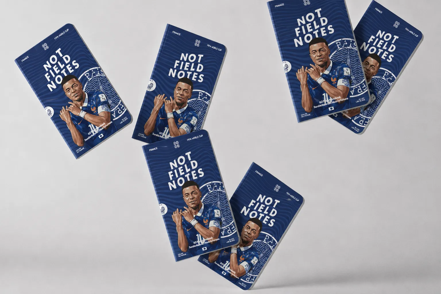 Mbappé-era France notebook shown pocket-sized for World Cup 2026