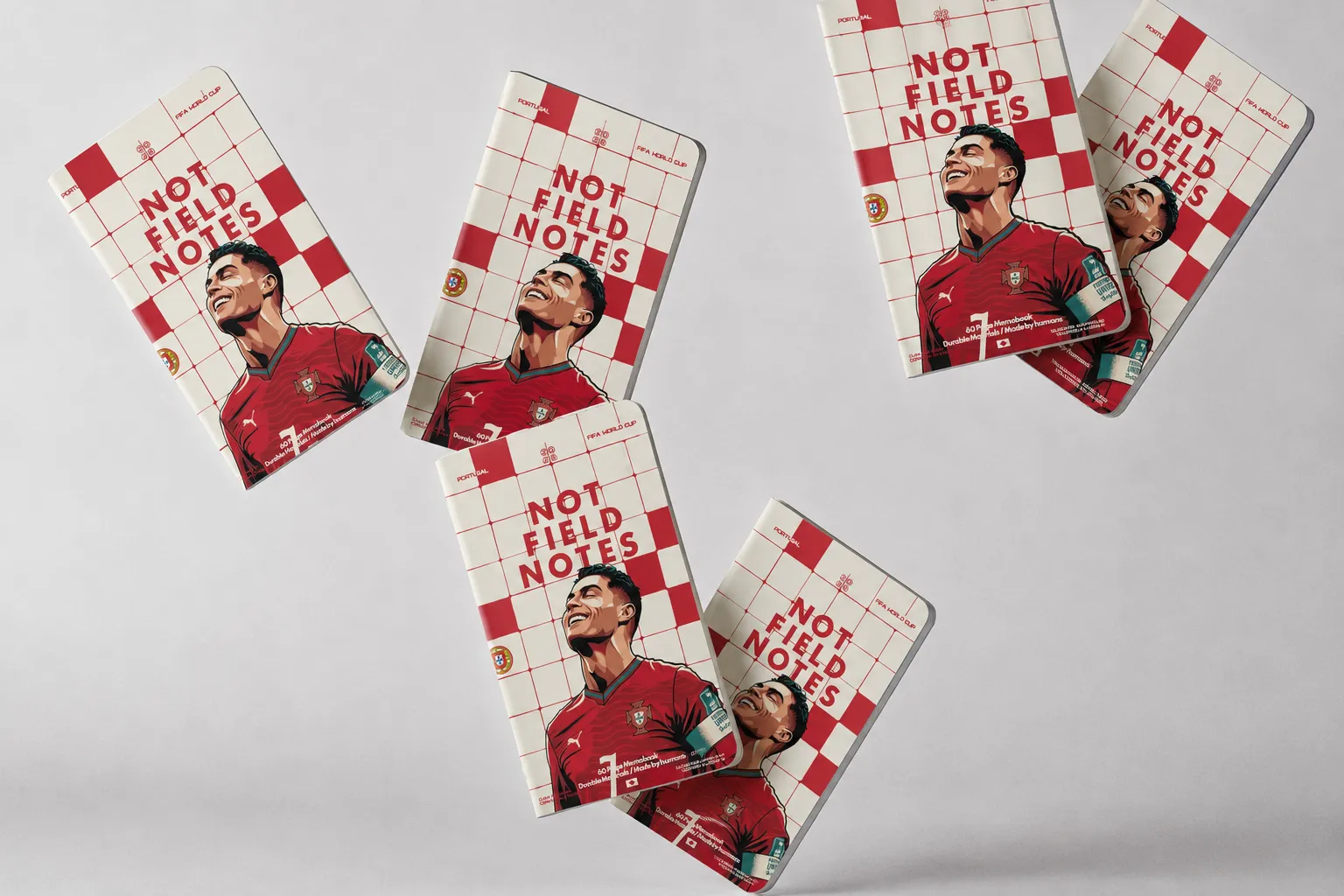 Ronaldo-edition Portugal notebook shown pocket-sized